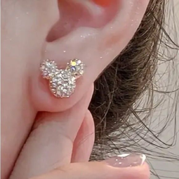 Rhinestone Encrusted Mickey Mouse Earrings. New. - Picture 2 of 4